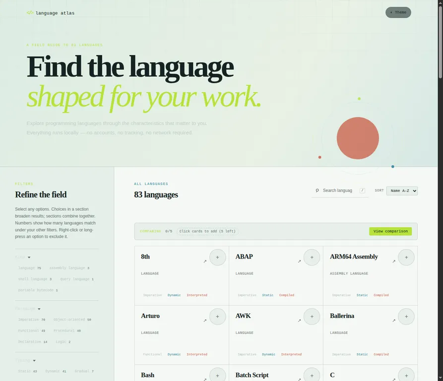Language Atlas interface preview
